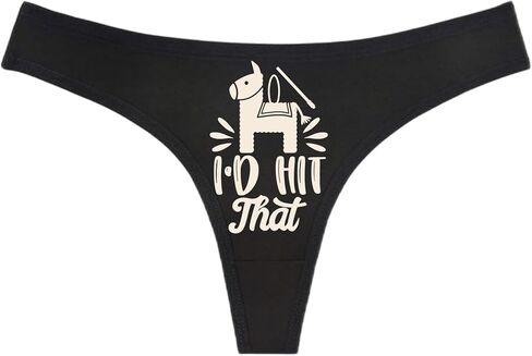 I'd Hit That - Black Thong - Choose Your Text Color - Swingers Threesome Cuckold Hot Wife Humorous Panties (M, Blue Glitter) in Saudi Arabia