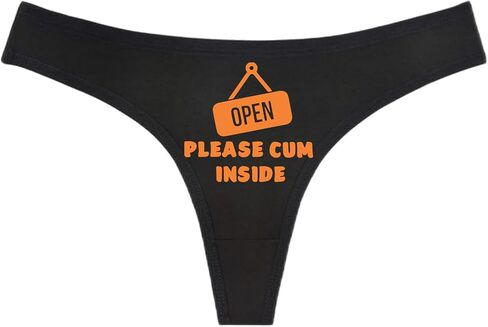 OPEN PLEASE CUM INSIDE - Black Thong - Choose Your Text Color - Humorous Panties Humorous Thong Naughty Sexy Kinky Underwear (M, Aquamarine) in Saudi Arabia