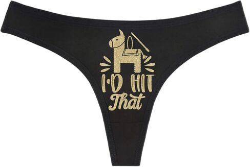 I'd Hit That - Black Thong - Choose Your Text Color - Swingers Threesome Cuckold Hot Wife Humorous Panties (M, Blue Glitter) in Saudi Arabia