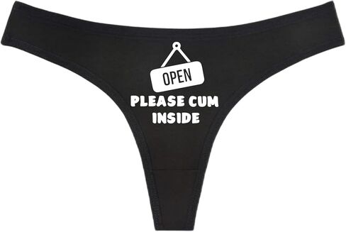 OPEN PLEASE CUM INSIDE - Black Thong - Choose Your Text Color - Humorous Panties Humorous Thong Naughty Sexy Kinky Underwear (M, Aquamarine) in Saudi Arabia