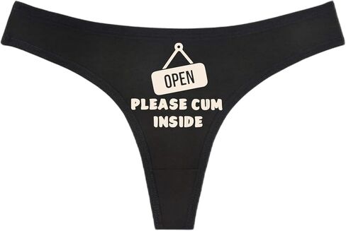 OPEN PLEASE CUM INSIDE - Black Thong - Choose Your Text Color - Humorous Panties Humorous Thong Naughty Sexy Kinky Underwear (M, Aquamarine) in Saudi Arabia