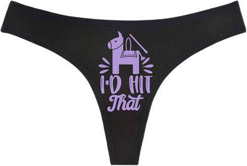 I'd Hit That - Black Thong - Choose Your Text Color - Swingers Threesome Cuckold Hot Wife Humorous Panties (M, Blue Glitter) in Saudi Arabia