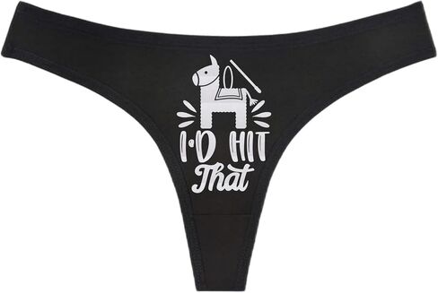 I'd Hit That - Black Thong - Choose Your Text Color - Swingers Threesome Cuckold Hot Wife Humorous Panties (M, Blue Glitter) in Saudi Arabia