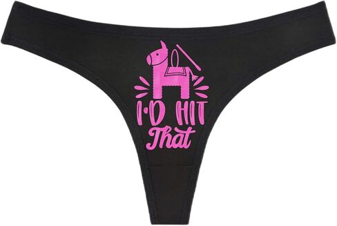 I'd Hit That - Black Thong - Choose Your Text Color - Swingers Threesome Cuckold Hot Wife Humorous Panties (M, Blue Glitter) in Saudi Arabia