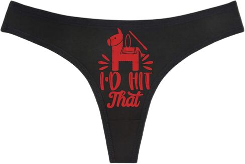 I'd Hit That - Black Thong - Choose Your Text Color - Swingers Threesome Cuckold Hot Wife Humorous Panties (M, Blue Glitter) in Saudi Arabia