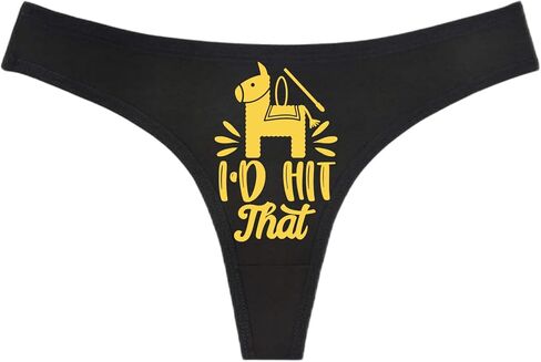 I'd Hit That - Black Thong - Choose Your Text Color - Swingers Threesome Cuckold Hot Wife Humorous Panties (M, Blue Glitter) in Saudi Arabia