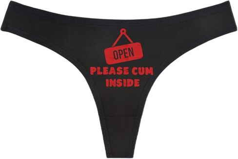 OPEN PLEASE CUM INSIDE - Black Thong - Choose Your Text Color - Humorous Panties Humorous Thong Naughty Sexy Kinky Underwear (M, Aquamarine) in Saudi Arabia