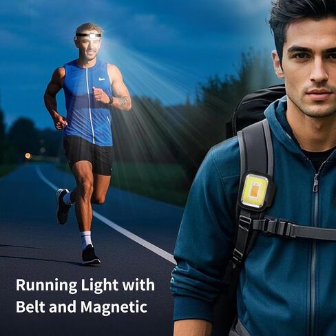 Running Lights, IP66 Waterproof Clip on Running Flashlights for Runners, 6 Modes Lightweight Rechargeable Safety Light for Joggers Running Camping Hiking Emergency (Black) in Saudi Arabia