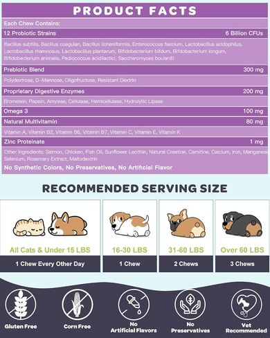NATURE TARGET Probiotics for Dogs, 6 Billion CFUs Dog Probiotics for Digestive Health with Prebiotic and Digestive Enzymes, Rich in Omega 3 and Vitamins for Skin & Coat, Salmon-Flavored - 120 Counts in Saudi Arabia