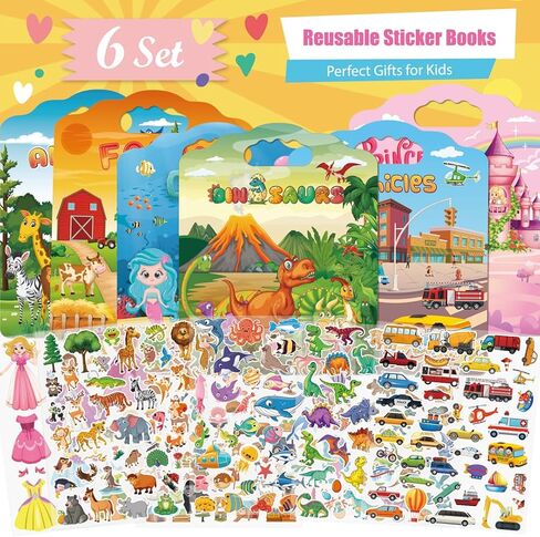 6ST CONSER COSTERABLE CONBERS للأطفال الصغار من 2 إلى 4 سنوات ، تشمل كتب الأطفال الصغار من 1-3 ، مجموعة كتاب النشاط منتفخ الأطفال ، المزرعة ، الأميرة ، المركبات ، المحيط ، الديناصورات in Kuwait