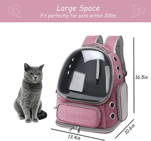 Cat Carrier with Groomer, Breathable Cat Bubble Carrier for Cats or Small Dogs up to 20 lbs, Collapsible Airline Approved, Clear Cat Travel Backpack (Pink) in Saudi Arabia