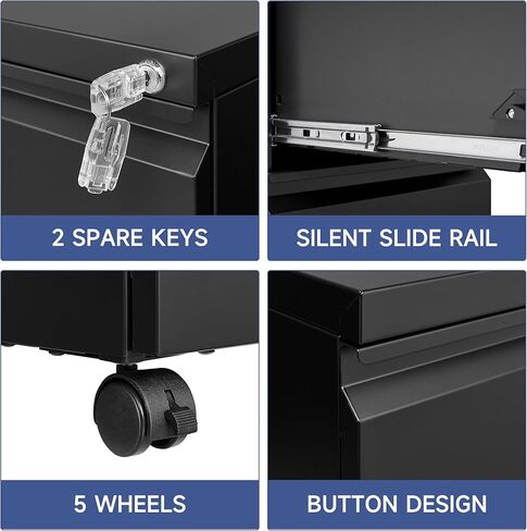 5 خزانة ملفات درج ، خزائن ملفات للمكتب المنزلي ، خزانة الملفات العمودية مع قفل ، 61.6 "خزانة ملفات قفل ل A4 Legal/Letter ، التجميع المطلوب (أسود) in Kuwait