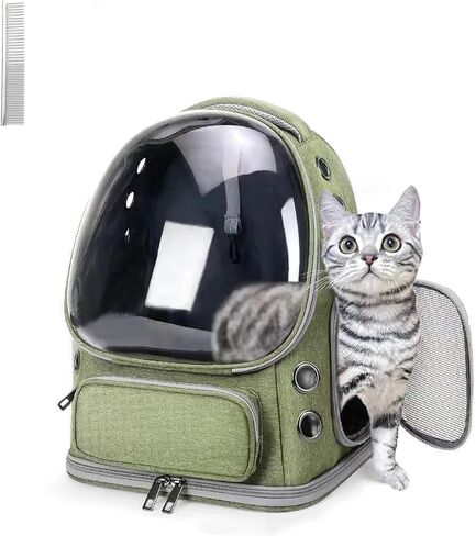 Cat Carrier with Groomer, Breathable Cat Bubble Carrier for Cats or Small Dogs up to 20 lbs, Collapsible Airline Approved, Clear Cat Travel Backpack (Pink) in Saudi Arabia