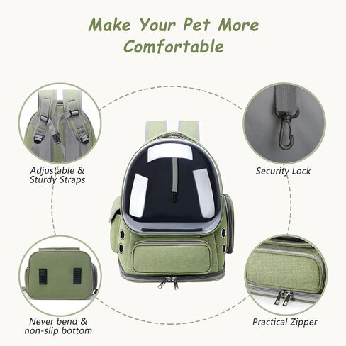 Cat Carrier with Groomer, Breathable Cat Bubble Carrier for Cats or Small Dogs up to 20 lbs, Collapsible Airline Approved, Clear Cat Travel Backpack (Pink) in Saudi Arabia