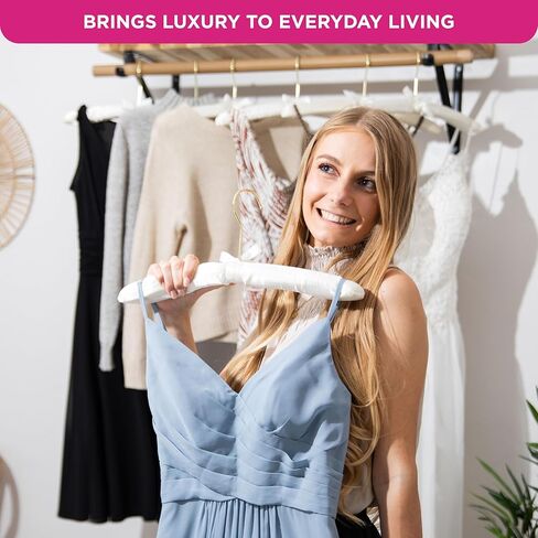 شماعات قماش الملابس المبطنة من FLORIDA BRANDS للنساء - عاجي، مجموعة من 12 شماعة معطف فاخرة للخزانة، شماعة العروس لفستان الزفاف، شماعات سترة in Kuwait