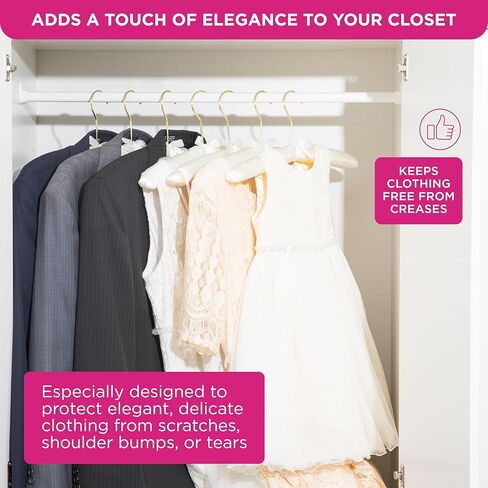 شماعات قماش الملابس المبطنة من FLORIDA BRANDS للنساء - عاجي، مجموعة من 12 شماعة معطف فاخرة للخزانة، شماعة العروس لفستان الزفاف، شماعات سترة in Kuwait