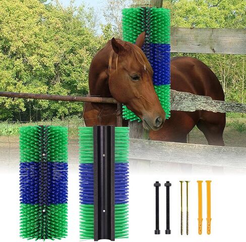 Livestock Scratching Brush,Horse Brushes for Grooming,Itch Relief Horse Scratcher Brushes Kit with Two Sets of Mounting Screws for Goat Cattle Cow Sheep Pig,1 Pack in Saudi Arabia