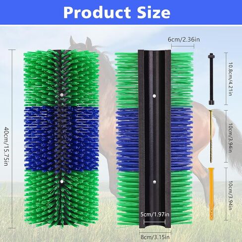 Livestock Scratching Brush,Horse Brushes for Grooming,Itch Relief Horse Scratcher Brushes Kit with Two Sets of Mounting Screws for Goat Cattle Cow Sheep Pig,1 Pack in Saudi Arabia