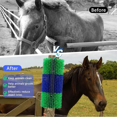 Livestock Scratching Brush,Horse Brushes for Grooming,Itch Relief Horse Scratcher Brushes Kit with Two Sets of Mounting Screws for Goat Cattle Cow Sheep Pig,1 Pack in Saudi Arabia