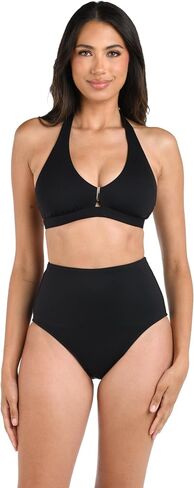 La Blanca Women's Banded Bikini Swimsuit Top, Black//Shadow Floral, 8 in Saudi Arabia