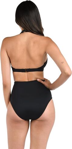 La Blanca Women's Banded Bikini Swimsuit Top, Black//Shadow Floral, 8 in Saudi Arabia