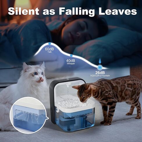 نافورة مياه لاسلكية للقطط، نافورة مياه للحيوانات الأليفة سعة 3 لتر/101 أونصة للقطط والكلاب بالداخل، موزع مياه أوتوماتيكي للقطط مع التحكم في التطبيق، نافورة ذكية، فصل نظيف وقذر in Kuwait