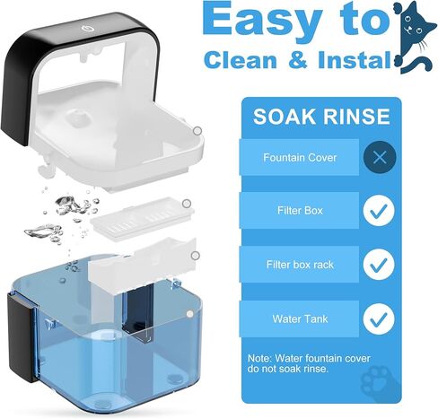 نافورة مياه لاسلكية للقطط، نافورة مياه للحيوانات الأليفة سعة 3 لتر/101 أونصة للقطط والكلاب بالداخل، موزع مياه أوتوماتيكي للقطط مع التحكم في التطبيق، نافورة ذكية، فصل نظيف وقذر in Kuwait