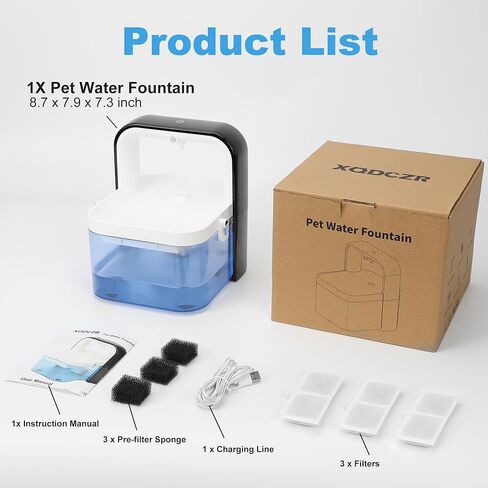 نافورة مياه لاسلكية للقطط، نافورة مياه للحيوانات الأليفة سعة 3 لتر/101 أونصة للقطط والكلاب بالداخل، موزع مياه أوتوماتيكي للقطط مع التحكم في التطبيق، نافورة ذكية، فصل نظيف وقذر in Kuwait