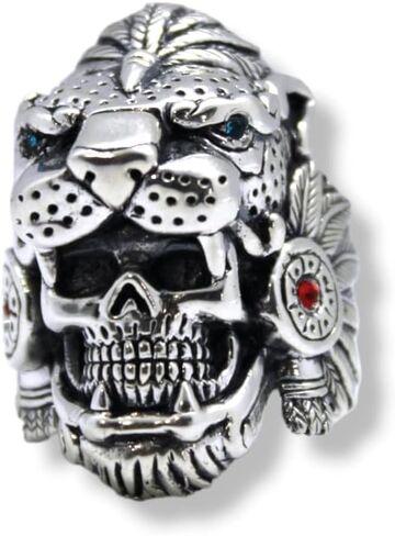 Joyería Gamma. Aztec Jaguar Warrior Men's Ring 925 Solid Silver Fine. أدلي ببيان بالفخر الثقافي مع هذه المجوهرات الفضية التي تعرض الفن والمعتقدات الأزتك (11) in Saudi Arabia