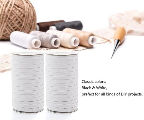 80 Yards Elastic Band 3/8 inch Wide White Elastic Strap High Elastic Cord for Sewing Waistband and Pants Waist, 1 Rolls in Saudi Arabia