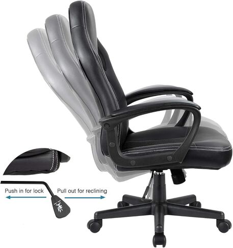 Furmax Gaming Chair Office Chair Leather Computer Desk Chair Racing Style Ergonomic Adjustable Swivel Task Chair with Lumbar Support and Arms (Black) in Kuwait
