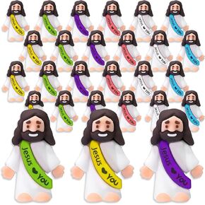 100 Pack Little Jesus Figures Loves You, Mini Tiny Baby Jesus Figurines in Bulk (6 Colors)