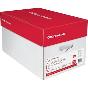 Office Depot® 3-Hole Punched Multi-Use Printer & Copy Paper, 10 Reams, White, Letter (8.5" x 11"), 5000 Sheets Per Case,
