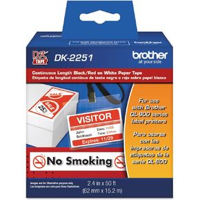 Brother DK2251 Label Tape Roll, Continuous Length, 2-2/5-Inch W x 50 ft L, Multi