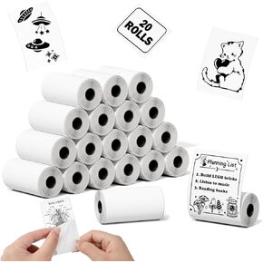 Compatible with Phomemo M02/Memoking T02/Anycash S1/Cudinham X6/iDPRT S1/HuiJuKeJi X5/ M02X/M02L Mini Thermal Printer Sticker Paper, 50mm*3.5m, Multicolor, 10 Rolls
