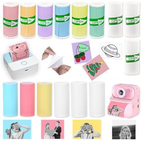 15 Rolls 2-in-1 Mini Printer Paper - 9 Sticky Rolls & 6 Plain Rolls Compatible with M02/T02 Printers(Remove Inner Paper Holder), Thermal Sticker Paper for Photos, Lists, Study Notes & Scrapbooking