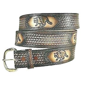 RACCOON DESIGN CUSTOM HANDMADE LEATHER BELT 1 1/2" WIDE