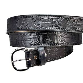 PAST MASTER MASON MASONIC CUSTOM HANDMADE LEATHER BELT 1 1/2" WIDE