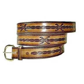 BARBED WIRE CUSTOM HANDMADE LEATHER BELT 1 1/2" WIDE