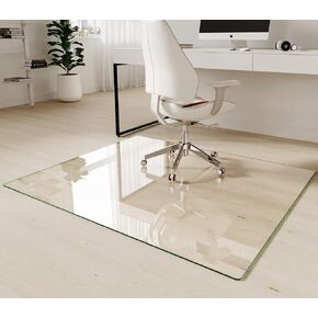 Koonmi Herged Glass Chair Mat 36 "x48"-حصيرة كرسي المكتب المتميزة للأرضيات الصلبة والسجاد المنخفضة مع 4 منصات غير قابلة للانزلاق-سطح مقاوم للخدش كثيف
