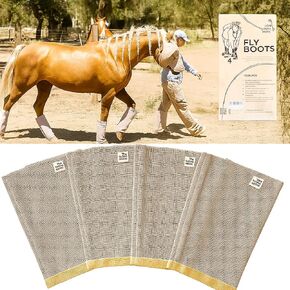 Horse Fly Boots, Medium-Size, Breathable Plastic Mesh, Fly Leggings for Horses, Set of 4 Loose-Fitting Boots