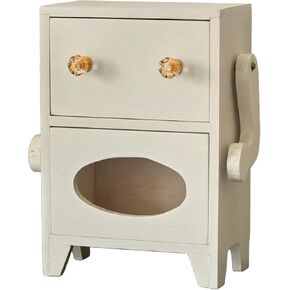 Mini Storage Cabinet with Drawer Jewelry Box 6.69x3.74x9.65inch Practical Robot Shaped Tissue Dispenser for Office Necklace, White