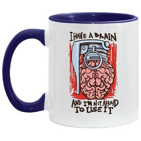 Brain Parody Quote Gift for Brainiacs Brain Grenade 11oz 15oz Inner Color Accent Mug