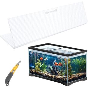 Sieral Clear Aquarium Canopy Set Polycarbonate Greenhouse Panels 23.07 x 11.69 x 0.24 Inch for 15/20H/55 Gallon Fish Tank Without with Center Brace Aquariums Cover Fish Tank Lid