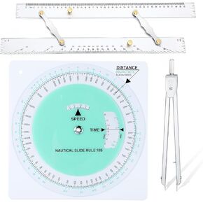3 PCS Marine Navigation Kit ، مجموعة التنقل الأساسية تشمل 18 "حاكمًا متوازيًا بحريًا مع مقاييس واضحة ، 8 بوصات قطرها قطرها ، مقسم نقاط ثابتة 6" لملحقات القوارب