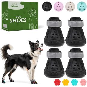 Dog Shoes for Hot Pavement - Non-Slip Summer Dog Booties for Small Medium Large Dogs, Reflective Pet Boots & Paw Protectors, Easy ON & Off, Waterproof and Easy-Clean for Beach Outdoor (Black, XL)