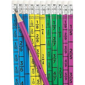 Fun Express Fraction Pencils - 24 Pieces - Educational And Learning Activities For Kids
