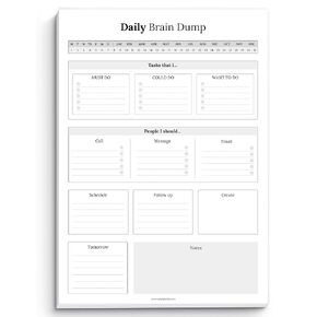 Brain Dump Notepad, To Do List Desk Pad, Productivity Planner, ADHD Daily Planner | 50 Undated Tear Away Sheets A4 (Mono)