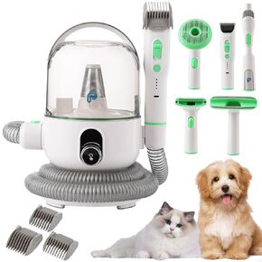 Pet Grooming Vacuum Kit for Dogs and Cats Shedding - 2L Large Hair Storage, 5 Professional Tools, Low Noise Design