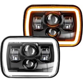 CO LIGHT 5x7 7x6 Inch Rectangle Led Headlight Bright High Low Beam H6054 White Amber DRL, Compatible with XJ Wrangler YJ Replacement H5054 H6054LL, 2PCS